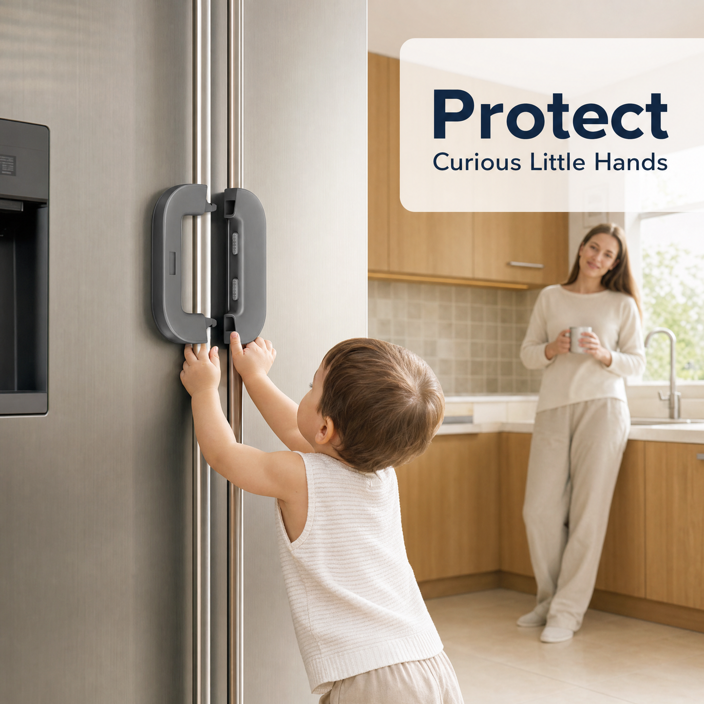 Title: Child Safety Refrigerator Lock | Strong Adhesive Fridge & Cabinet Lock for Kids & Pets