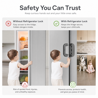 Title: Child Safety Refrigerator Lock | Strong Adhesive Fridge & Cabinet Lock for Kids & Pets